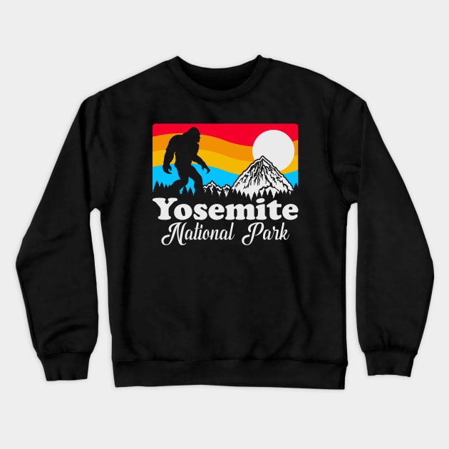 Yosemite National Park Bigfoot, Funny Sasquatch Yeti Yowi Cryptid Science Fiction Crewneck Sweatshirt by ThatVibe